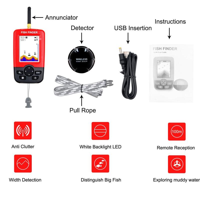 Wireless Sonar Sensor Fish Fin - đánh giá và giá Fishing Boat Depth Finder