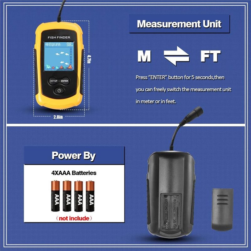 ABVL-Kayak Portable Fish Depth - đánh giá và giá Fishing Boat Depth Finder